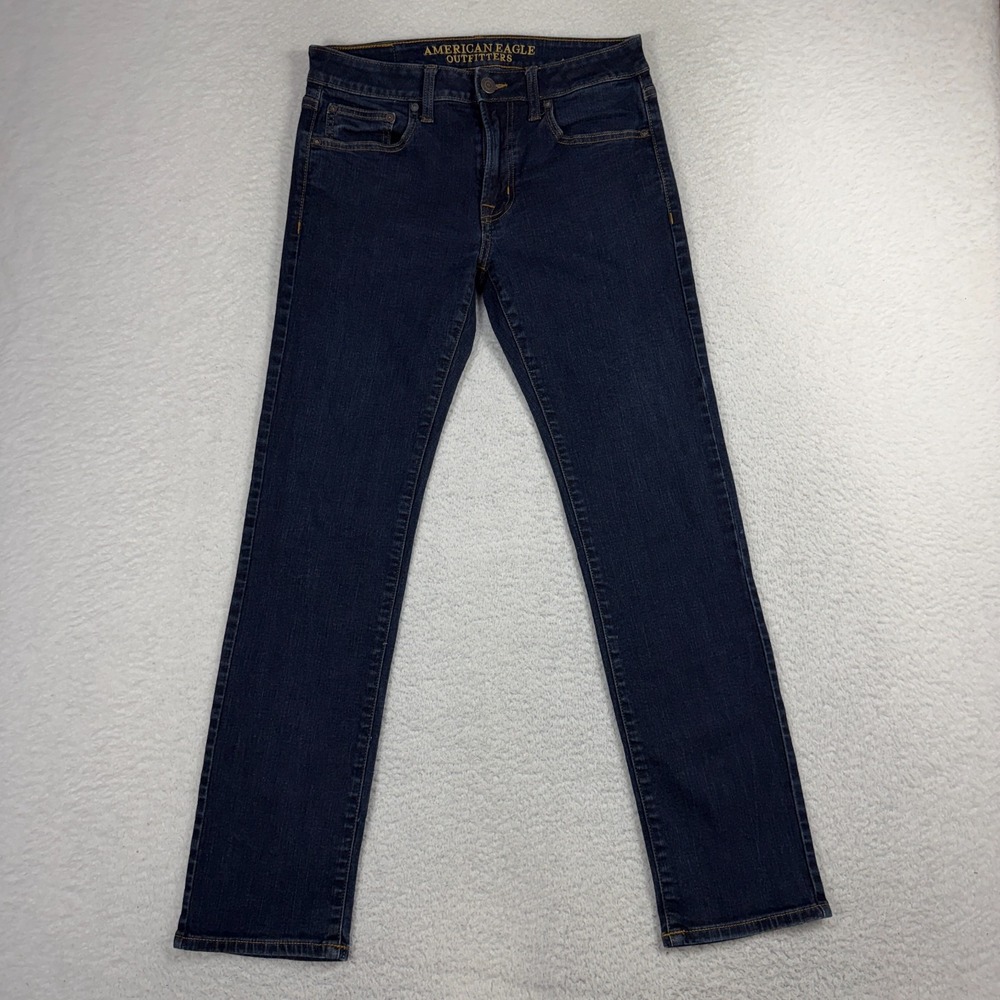 American Eagle Outfitters Slim Straight 31x32 (30x28.5) Dark Blue Denim Jeans